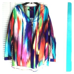 Colorful Silky Long-Sleeves Blouse